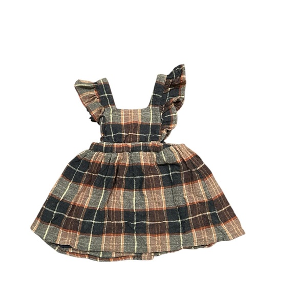 Zara Other - Zara Plaid Ruffle Strap Dress Wooden Buttons 12-28 months